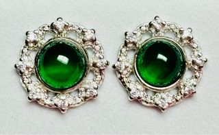 Pendientes con Onix verde en plata de ley 925