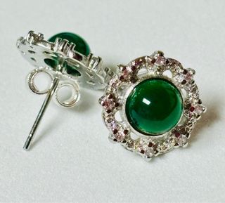 Pendientes con Onix verde en plata de ley 925