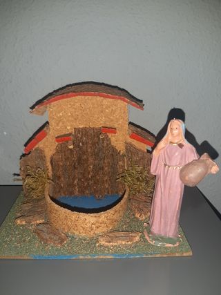 Fuente con figura Oliver para el Belen. Diorama.