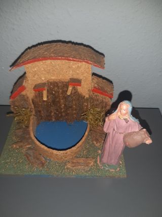 Fuente con figura Oliver para el Belen. Diorama.