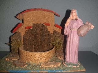Fuente con figura Oliver para el Belen. Diorama.
