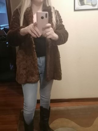 Abrigo pelo marron chocolate Zara