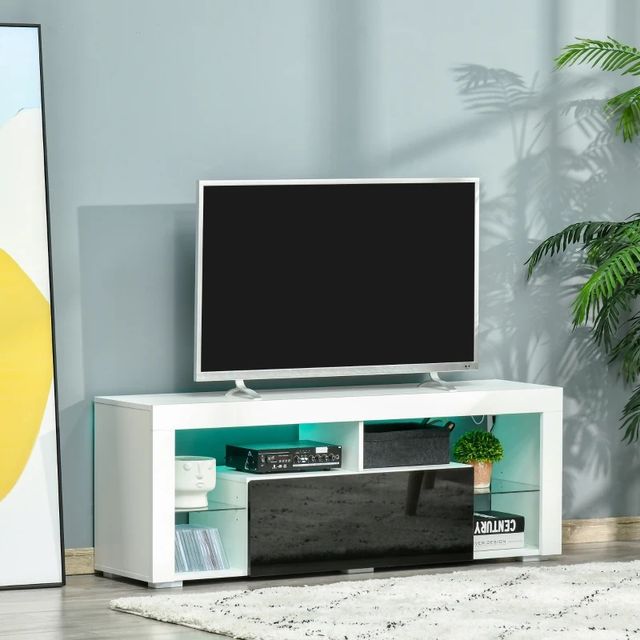 Mueble TV 140x35x52 Blanco/Negro