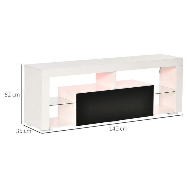 Mueble TV 140x35x52 Blanco/Negro