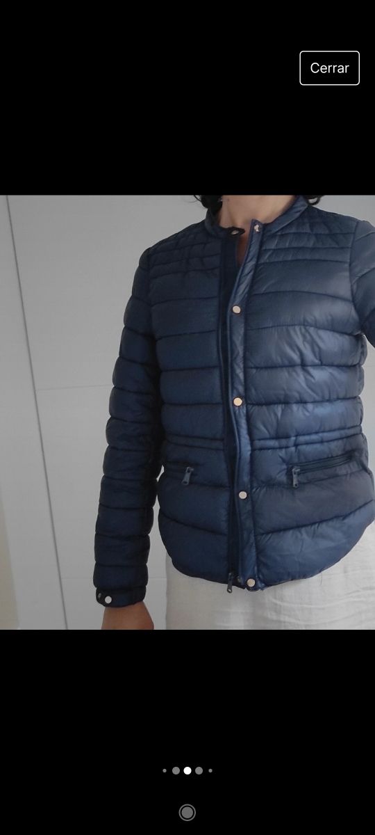 Cazadora acolchada mujer azul marino