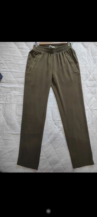 Pantalón holgado mujer verde militar 