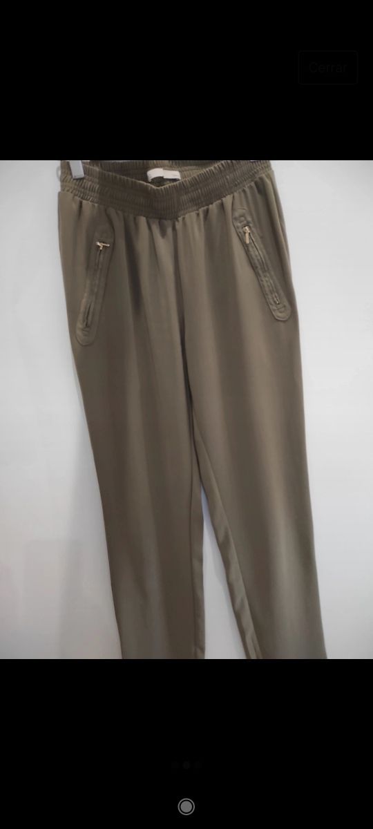 Pantalón holgado mujer verde militar