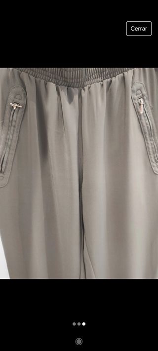 Pantalón holgado mujer verde militar 