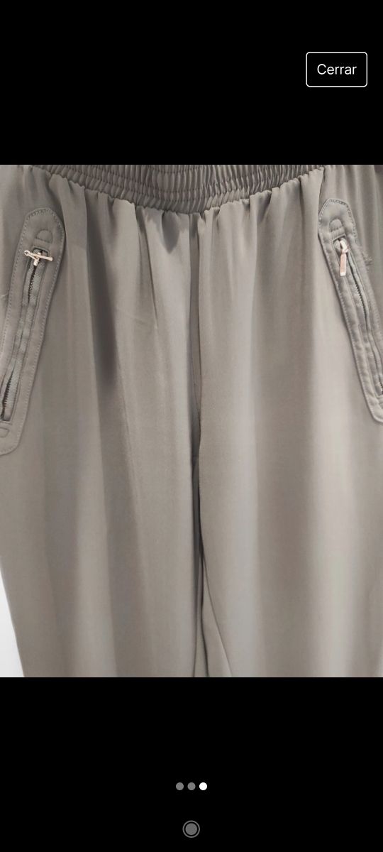 Pantalón holgado mujer verde militar