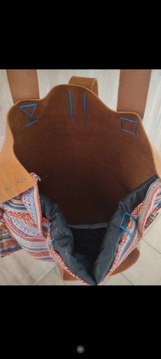 Bolso shopper piel y tela