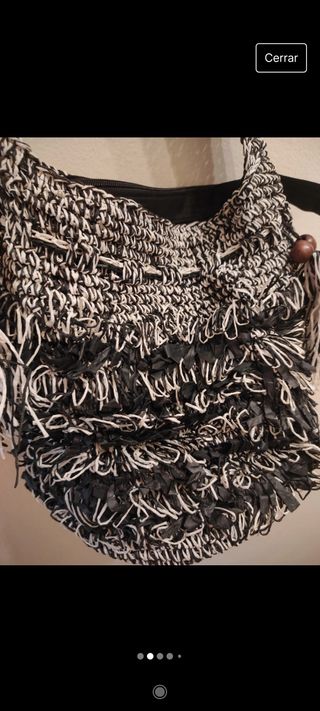 Bolso rafia blanco y negro