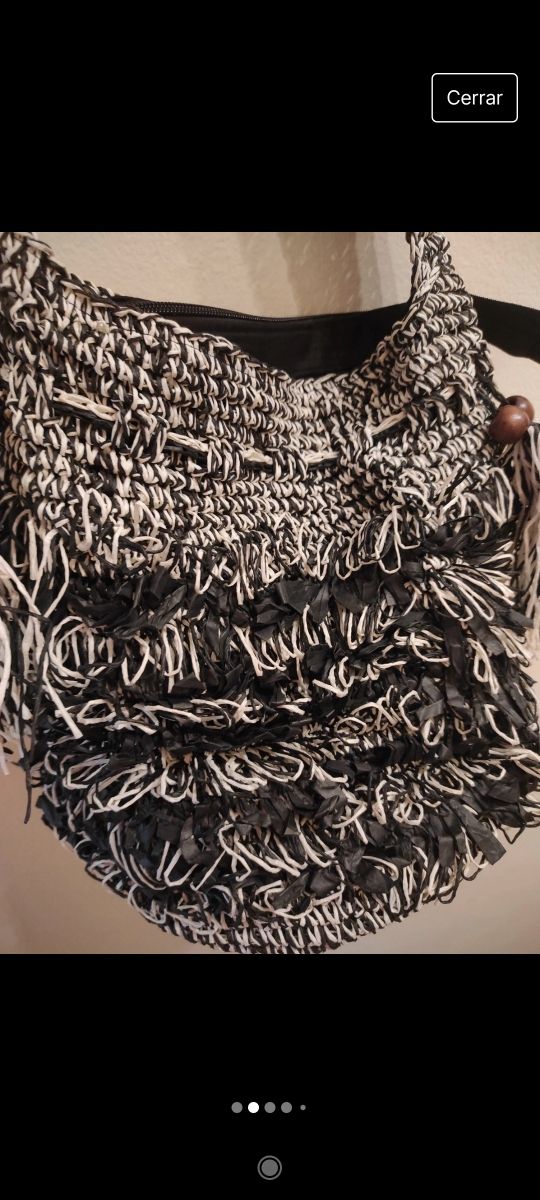 Bolso rafia blanco y negro