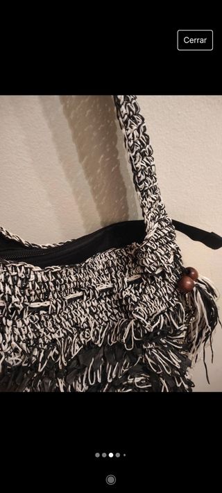 Bolso rafia blanco y negro