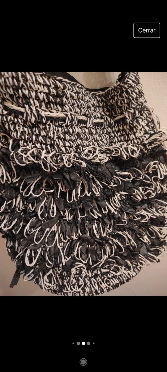 Bolso rafia blanco y negro