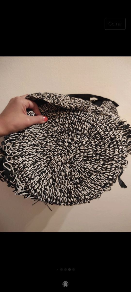Bolso rafia blanco y negro