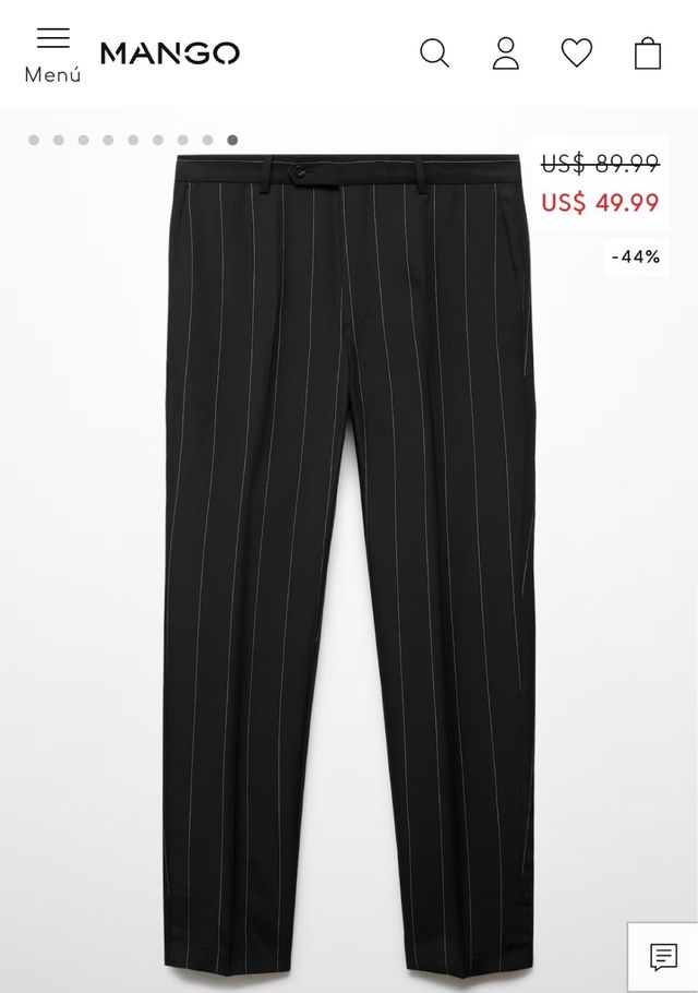 Pantalón MANGO lino negro rayas | 38 | M