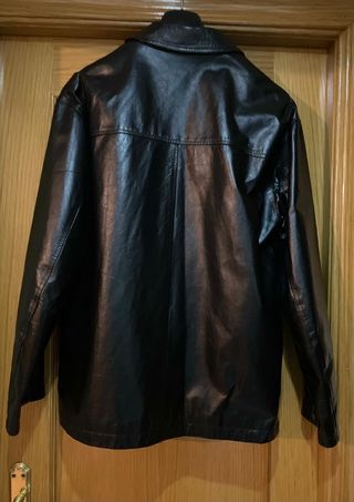 Cazadora cuero negro Versace