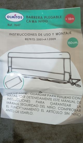 Barrera plegable cama