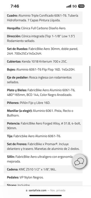 Bicicleta fixie x fabrikbike santafixie