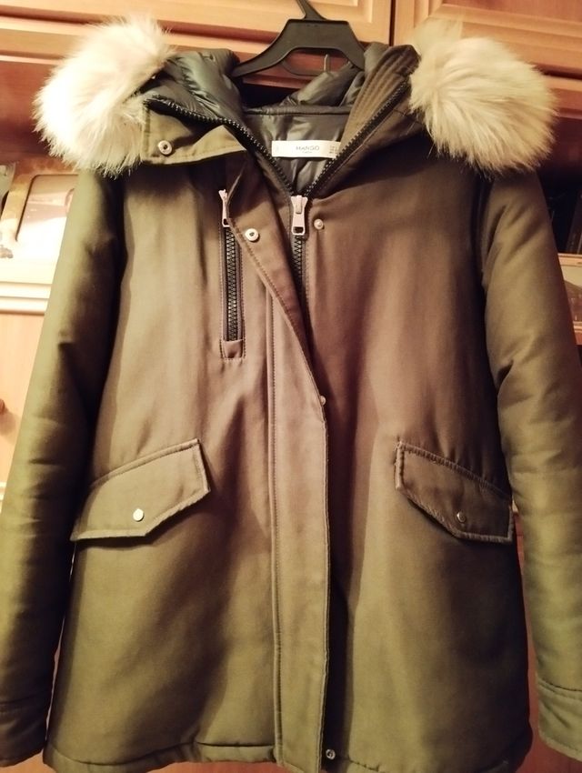 Abrigo verde plumífero mango