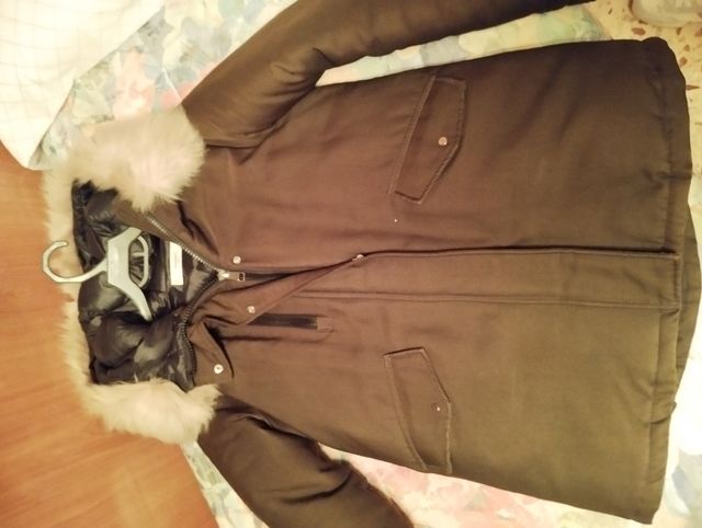 Abrigo verde plumífero mango