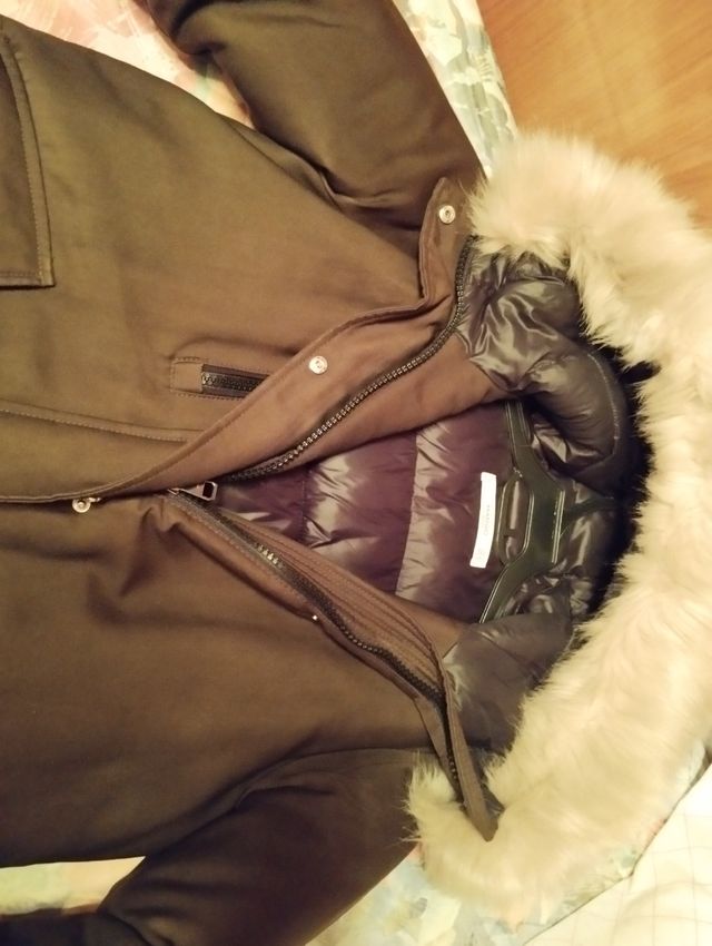 Abrigo verde plumífero mango