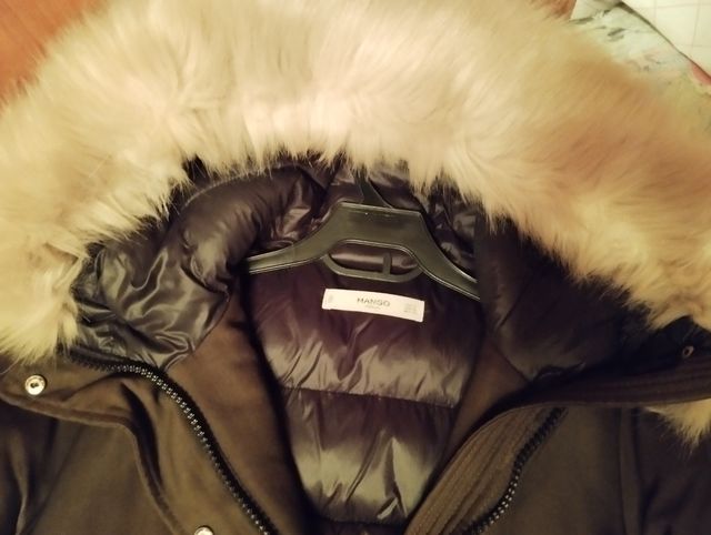 Abrigo verde plumífero mango