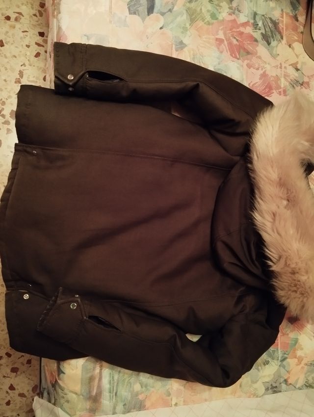 Abrigo verde plumífero mango