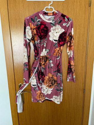 Vestido estampado flores terciopelo