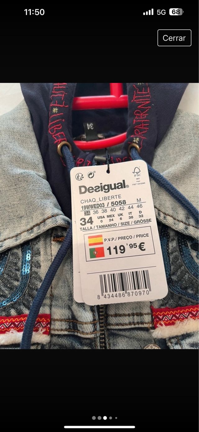 Chaquera vaquera marca Desigual