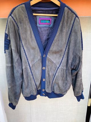 VINTAGE!! CAZADORA CHAQUETA CARDIGAN PIEL ANTE!