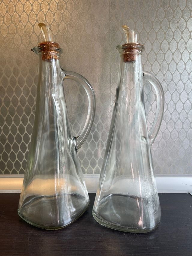 Pareja de aceiteras vinagrera cristal