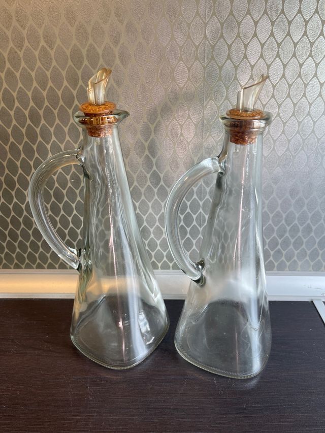 Pareja de aceiteras vinagrera cristal