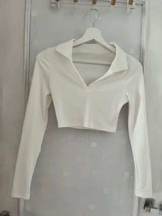 Top blanco manga larga