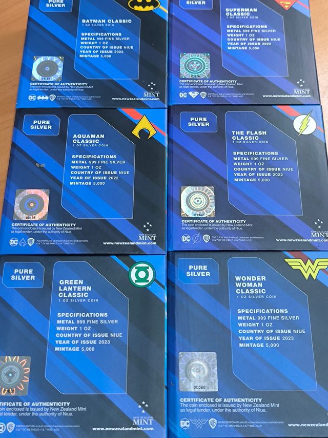 Colección Monedas 1 Onza Plata Proff DC COMIC