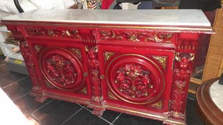 Mueble madera y mármol