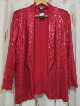Chaqueta blazar lentejuelas rojo burdeos