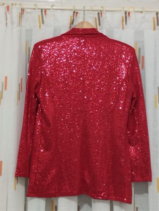 Chaqueta blazar lentejuelas rojo burdeos
