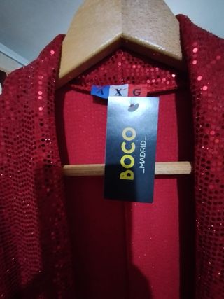 Chaqueta blazar lentejuelas rojo burdeos