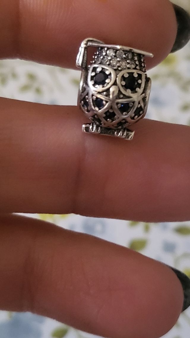 Charm plata búho graduación