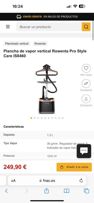 Plancha de vapor vertical Rowenta Pro Style 