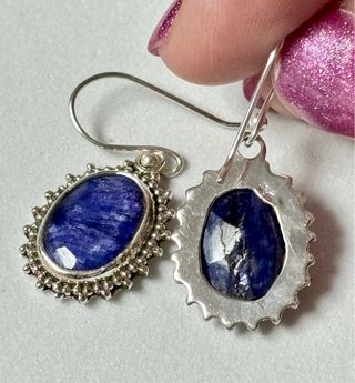 Pendientes de zafiros de Ceilan y plata de ley 925