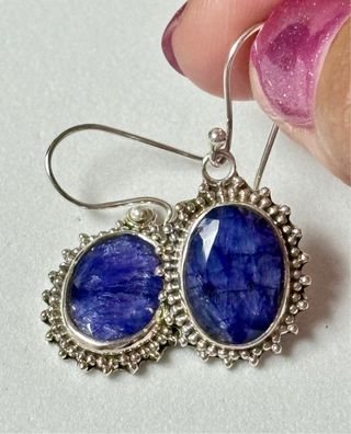 Pendientes de zafiros de Ceilan y plata de ley 925