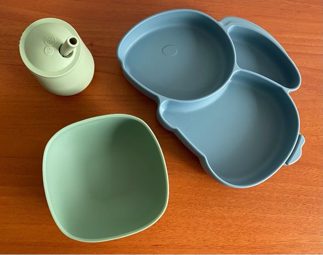 Set plato - bol - vaso silicona bebé