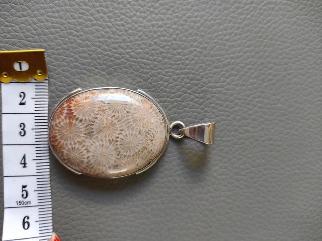 Colgante plata y coral crisantemo