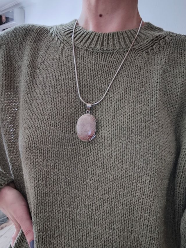 Colgante plata y coral crisantemo