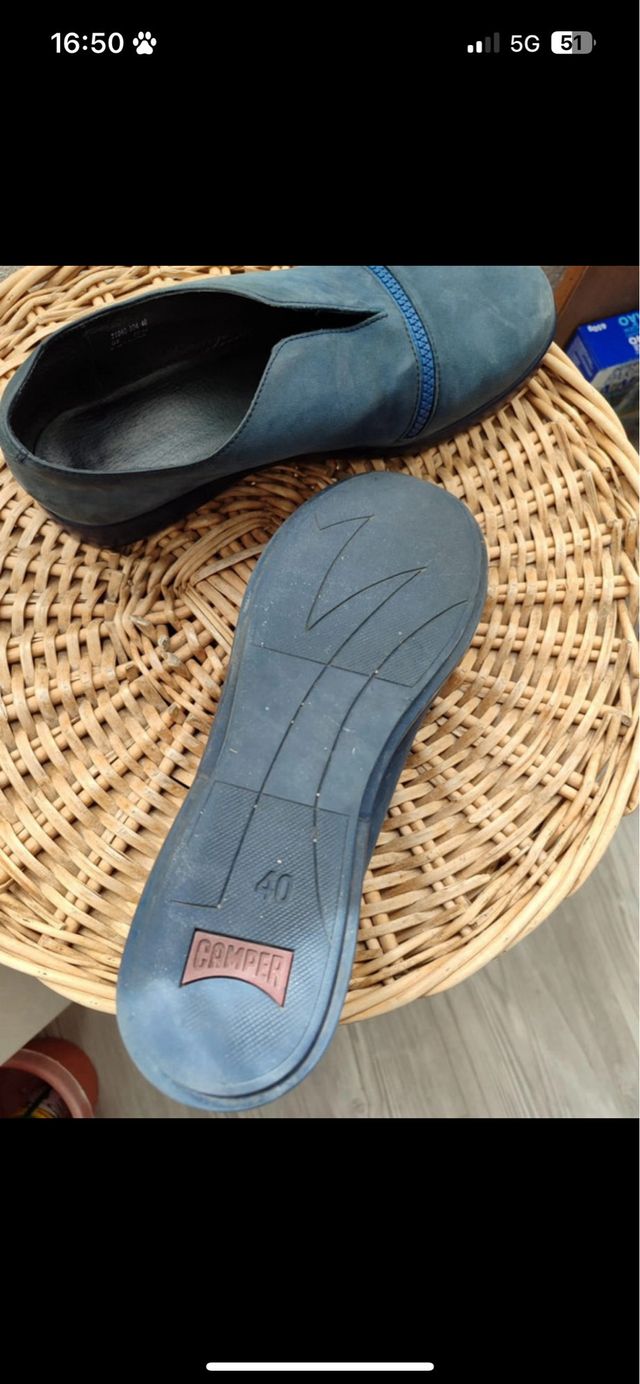 Zapato piel Camper azul marino