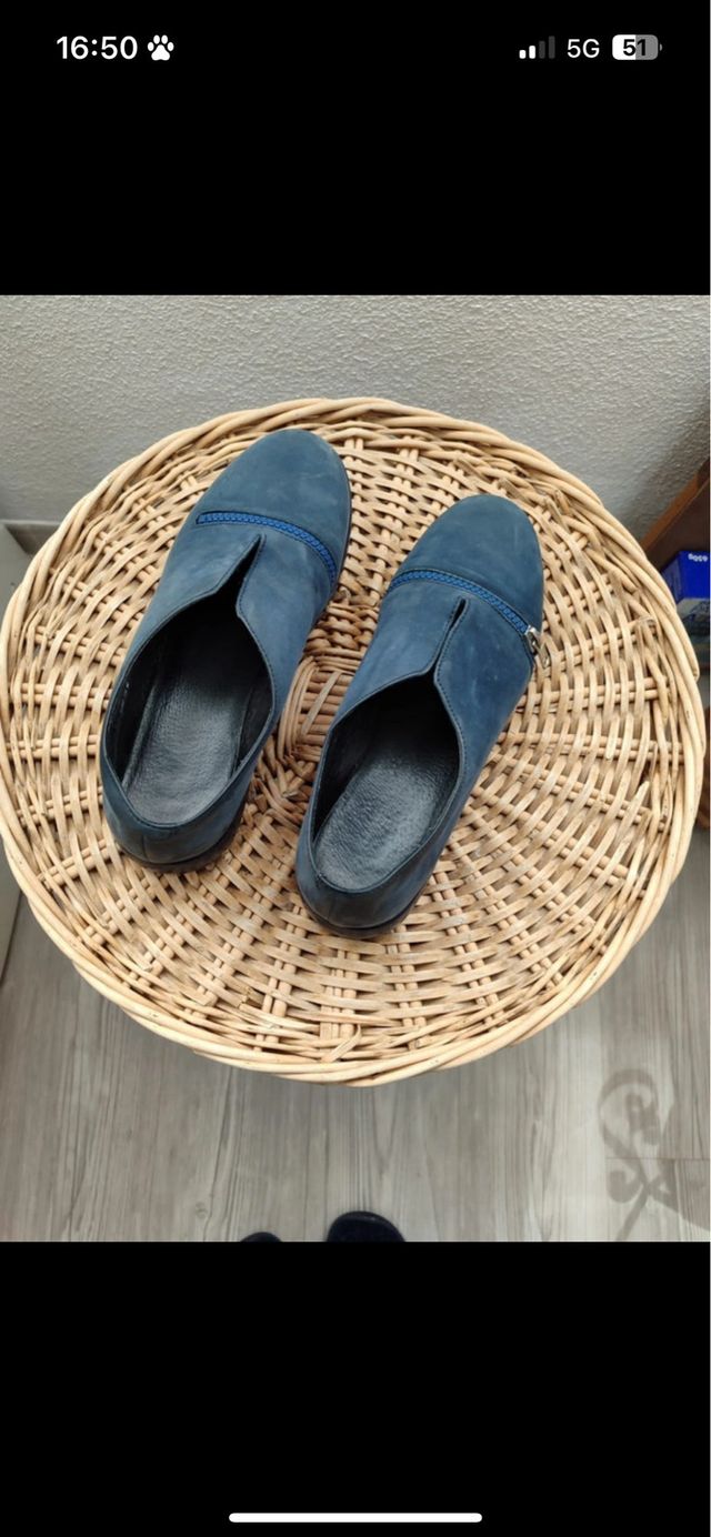 Zapato piel Camper azul marino