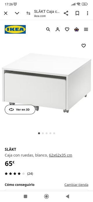 Cajón SLAKT IKEA con ruedas bajo cama
