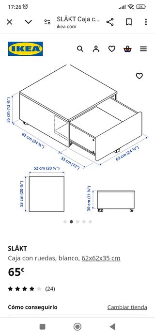 Cajón SLAKT IKEA con ruedas bajo cama